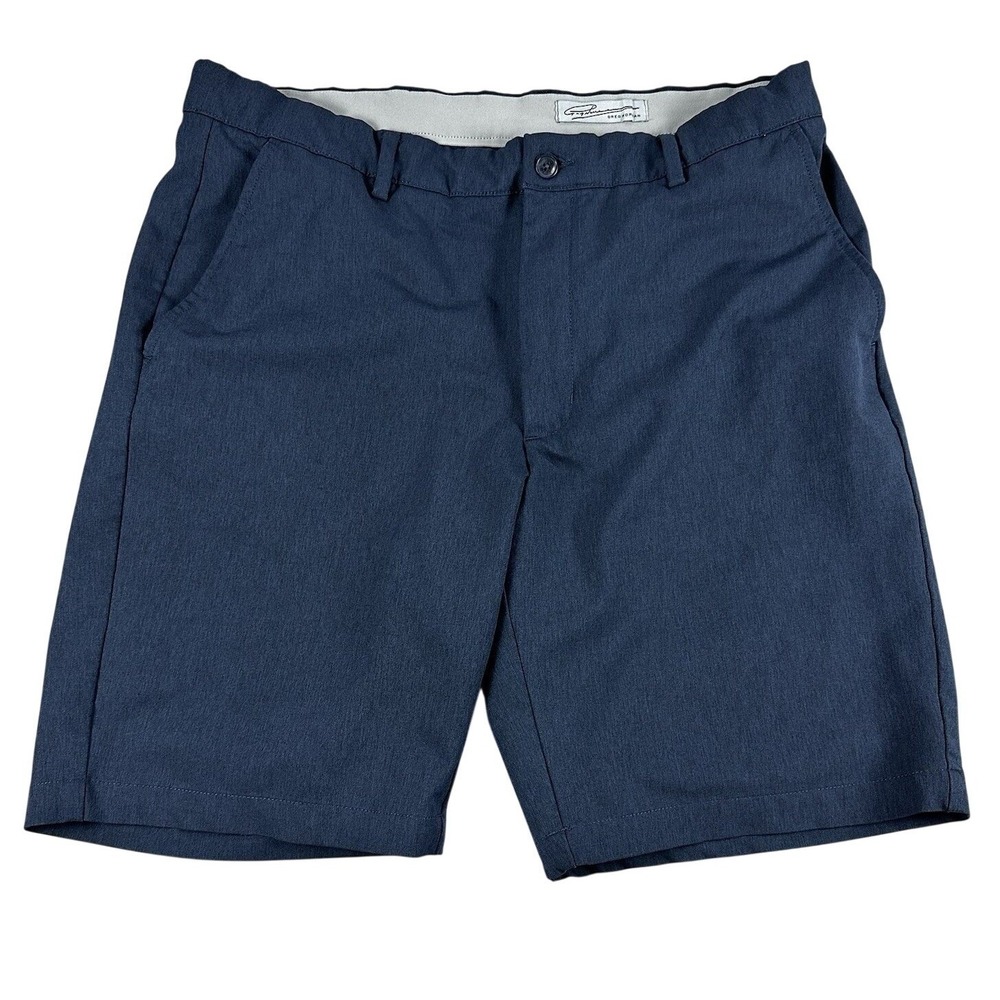 Greg Norman Shorts Mens 36 Navy Stretch Lightweight Flat Front Performance Chino